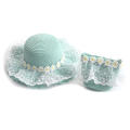 Straw Material Kids Beach Set Stylish Adjustable Size 2 Piece Girls Straw Hat Lightweight Lace Detail Summer Hat Bag Combo for Outdoor Activities Beachwear Summer Travel Sun Safety Girl’s.