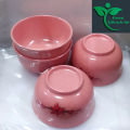 Big Size Melamine Soup Bowl Four pcs 4.5" Round Pink Color Multi Design Print. 