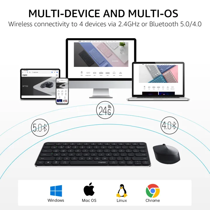 Rapoo%209010M%20Multi-Device%20Keyboard%20and%20Mouse%20Combo%202.4G/Bluetooth%205.0/4.0%20Wireless%20Bluetooth%20Keyboard%20Mouse%20Set%20Support%204%20Devices%20-%20Image%202