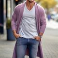 2024 Autumn Men's Knitted Cardigan Casual Long Sweaters Male Long Sleeve Outerwear Solid Color Loose Streetwear Knit Jacket. 