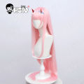 Zero Two Cosplay Wig Anime DARLING in the FRANXX 02 Cosplay Wigs 「HSIU 」Fiber synthetic wig Pink long hair+Free wig Cap. 