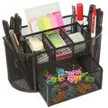 Black Metal Mesh Desk Organizer Pen Stand with Drawe.