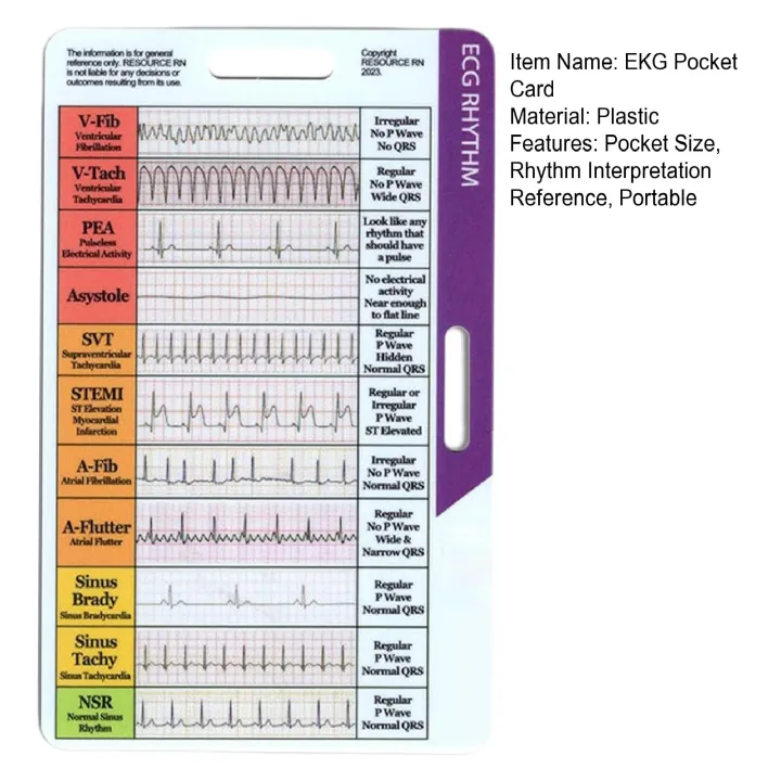 Ekg Rhythm cket Card cket Ekg Rhythm Interpretation Card for Nurses ...