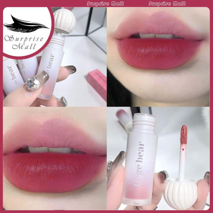 Gege Bear Velvet Dream Air Lip Lacquer Matte Finish Nourishing Moisturizing Nonstick Cup White Lip Gloss Lipstick