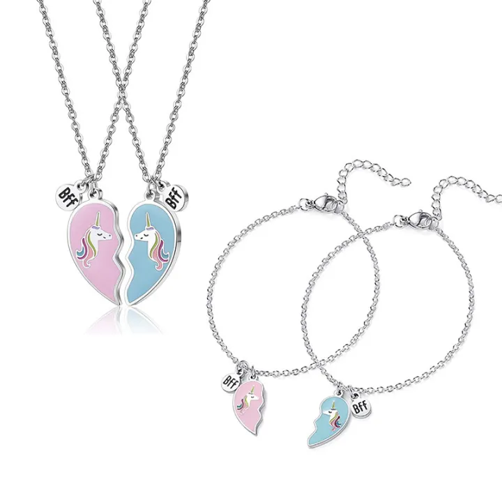 Valentine's Day Jewelry Gift Best Friend Friendship Sister Bestie Bff Broken Heart Bracelet Necklace Jewelry for Women Men