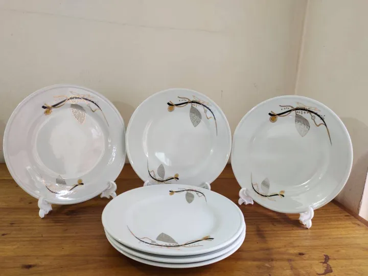 6%20Pcs%20Ceramic%20Dinner%20Plate%20Set%209"Inch%20,%20Flat%20Rice%20Dinner%20Plate,%20White%20Color%20Wikth%20print.%20Microwave%20oven%20save,%20Dining%20Plate%20Set.%20CD:M00%20-%20Image%205