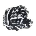 Black Chiffon Silk Feeling Skull Print Fashion Long Scarf Shawl Scaf Wrap For Women + Keyring. 