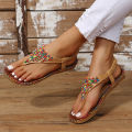 Bohemia Style Clip Toe Sandals Women 2023 Summer Flat Heels Gladiator Sandals Woman Plus Size 43 Rome Beach Shoes Flip-Flops House Foocus.
