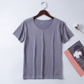 Women Casual Short Sleeve T-shirts Round Neck Breathable Ice Silk Loose T-Shirts Tees. 