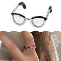 Fashion Cute Mini Glasses Shape Open Adjustable Ring For Women Funny Personality Sweet Cool Glasses Tail Ring Party Jewelry Gift Mzea.