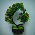 Natural Looking Artificial Plastic Bonsai Tree with Small Flowers in Tub, 1 Piece for Gift and Home Decoration. 