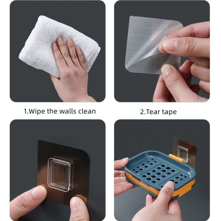 1/2PCS%20Simple%20Soap%20Box%20Punch-free%20Wall-mounted%20Household%20Soap%20Rack%20Double-layer%20Drain%20Soap%20Box%20Bathroom%20Sink%20Accessories%20-%20Image%206