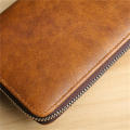 Leather Wallets for Men Vintage Long Wallet Zipper Male Money Purse Business Phone Pocket Card Holder. 