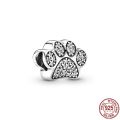 Pet Paw Print Bone Dangle Charm Authentic 925 Sterling Silver Bead Fit Original Pandora Bracelet Necklace Jewelry For Women.