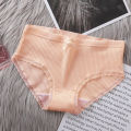 Soft Rib Milk-Silk Panty – Breathable Mid Waist Comfortable Underwear.