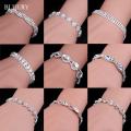 BLIJERY Luxury Crystal Bracelets For Women Silver Plated Rhinestone Charm Bracelets & Bangles Femme Bridal Wedding Jewelry Gifts.