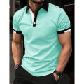 Mens Polo Short Sleeve Tops Fashion Mens Polo Clothing New Mens Printed Striped Polo Shirt Casual Plus Size Blouse.