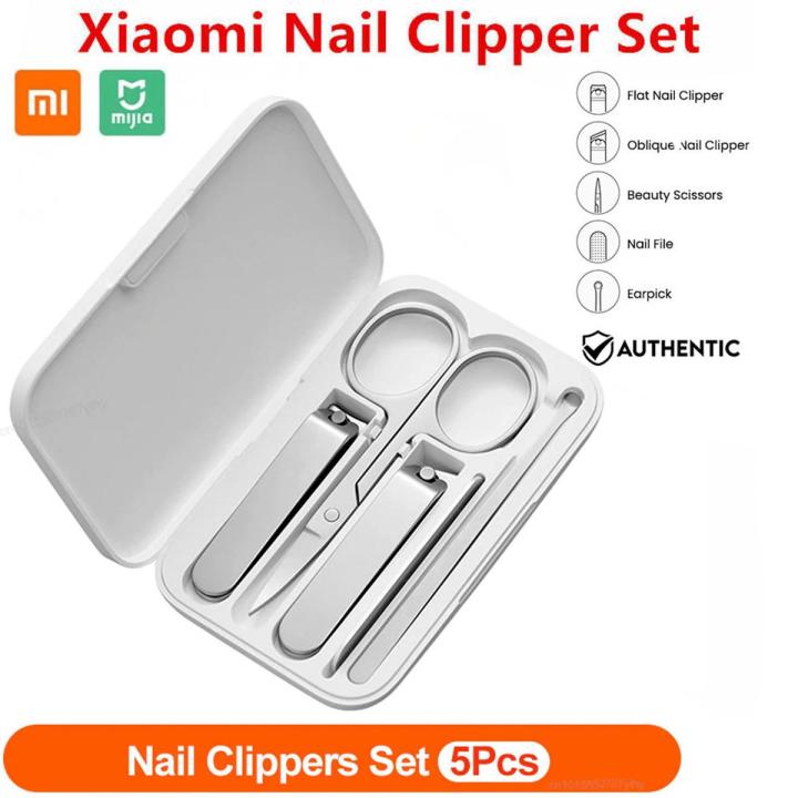 XIAOMI Mijia Nail Clipper Set 5Pcs Portable Fingernail Toenail Manicure Pedicure Magnetic Absorption