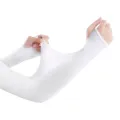 Black UV Sun Protection Hand Protector Ice Silk Arm Sleeves Sunscreen Sleeves.