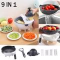 New 9 in 1 Multifunction Magic Rotate Vegetable Cutter with Drain Basket Vegetables Chopper Veggie Slicer Kitchen Tool with 8 Dicing Blades. 