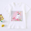 Fashion cute unicorn girl t shirt children Rainbow Horse cartoon kids T shirt Korean Harajuku design round neck baby boy t shirt. 