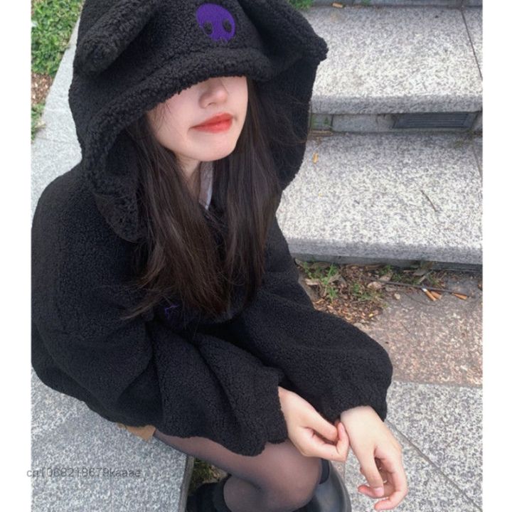 Sanrio%20Cartoon%20Kuromi%20Clothes%20Women%20Black%20Embroidery%20Hoodies%20Y2k%20Aesthetic%20Tops%20Autumn%20Thin%20Coat%20Female%20Fashion%20Loose%20Sweatshirt%20-%20Image%206