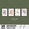 Flower & Leaf Typography Art (Set of 4) Canvas Art Home Decoration Wall Canvas Painting Art For Wall - WB4414 - Alpha Decor.