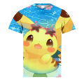 Summer handsome new animation Pikachu printed short sleeve t-shirt for men and women couples fashion trend top. 
