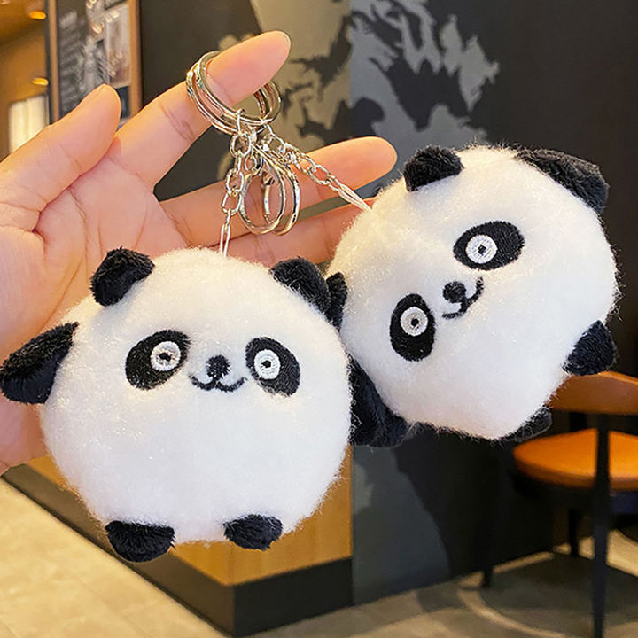 Cute Chubby Plush Panda Keychain Pendant Plush Doll Bag Pendant Simple Fashion PP Cotton Key Ring Bag School Bag Accessories Cherry Super Store