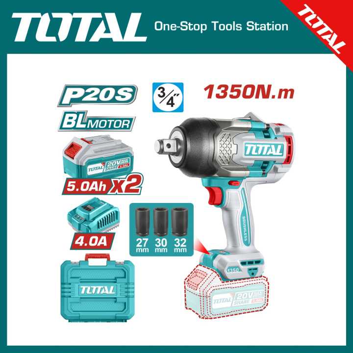 TOTAL Cordless Impact Wrench 20V With battery&charger TIWLI20135