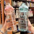 Ready Stock 2000ml Water Bottle Tumbler with straw & reminder time High capacity 2 Liter 2L Gym Outdoor Sport kettle. 