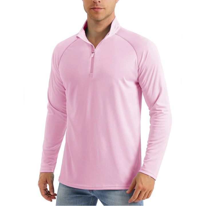 MAGCOMSEN%20UPF50%20Men's%20T-shirt%20UV%20Sun%20Protection%20Long%20Sleeve%20Hiking%20Fishing%20Shirts%20Quick%20Dry%201/4%20Zip%20Summer%20Pullover%20Workout%20Tops%20-%20Image%202