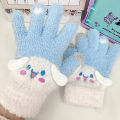 Cute Sanrio Kuromi Melody Gloves Plush Coral Winter Warm Gloves Pochacco Cute Gloves Student Cycling Five-finger Gloves Bayline.