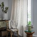 Bohemian Ethnic Style Curtain Cotton Linen Thin Window Decorative Geometry Printing Bedroom Finished Curtains cortinas boho. 