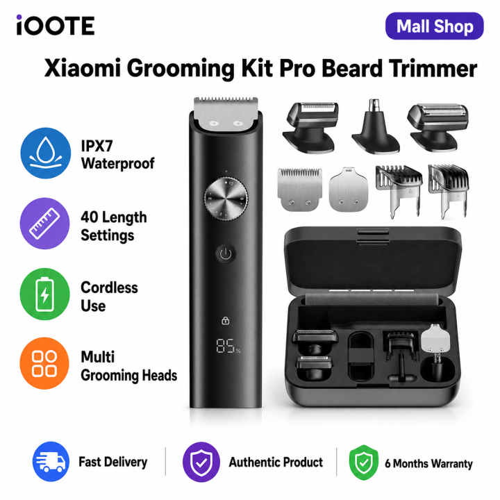 Xiaomi Grooming Kit Pro Beard Trimmer for Men | IPX7 Waterproof Electric Razor & Hair Trimmer | Nose Ear Mustache Face Body Shaver | 40 Length Settings Cordless Clipper | 6 Months Warranty