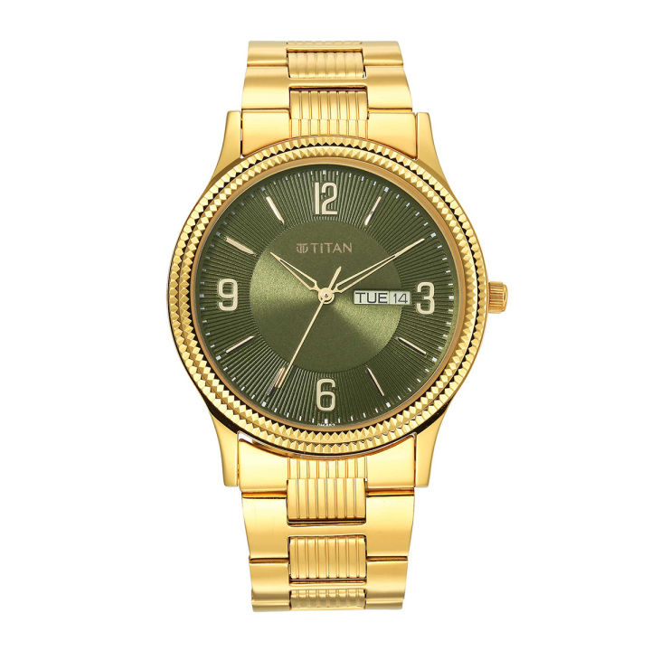 Titan 1650YM08 Green Karishma Green Dial Brass Strap Watch