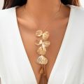 Lacteo Fashion Gold Color Leaf Shape Petals Charm Long Necklace for Women Choker Chest Chain Ladies Party Jewelry Collar Gifts.
