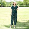 Mom Suit Female SummerTT-shirt Fashionable Stylish Middle-Aged Summer Linen40to50Year-Old Two-Piece Set.