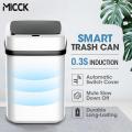 MICCK Automatic Sensor Trash Can For Kitchen Smart Home Rechargeable Food Waste Dustbin Square Bathroom House Cleaning Bucket.