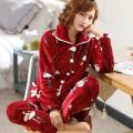 Women Pajamas Set Women Pyjamas Thick Flannel Female Warm Winter Pajama Set Long Sleeve Full Trousers Homewear Women Clothes.