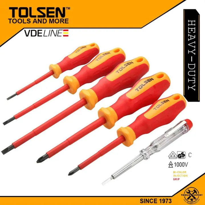 TOLSEN%2038013%206Pcs%20VDE%20Power%20Insulated%201000V%20Flat%20Phillips%20Handle%20Screwdrivers%20Set%20-%20Image%207
