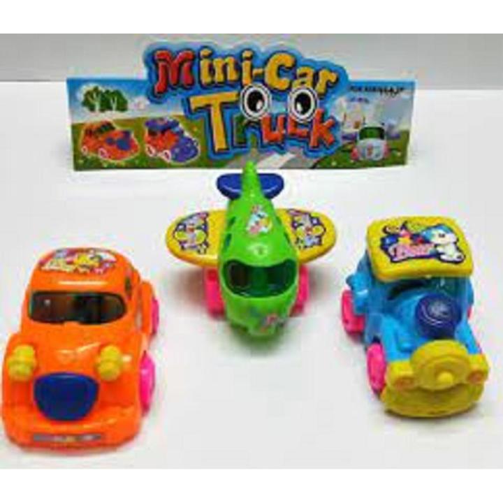 3 Piece Push and Go Friction Toy Car (Set of Air Plane, Car, Train) - Baby Toys