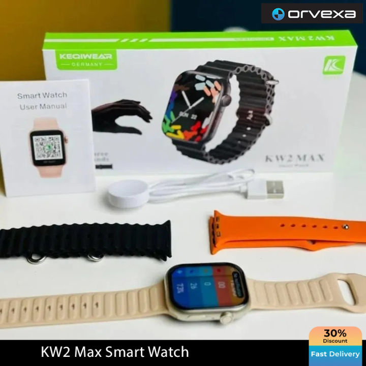 KW2 Max Smart Watch Amoled Display Best Quality Three Bands Curved Display Smartwatch For Men Women