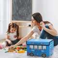 Children's Cartoon Toy Storage Box with Flip-Top Lid - Household Goods Clothes Storage Box - Car Pattern Coated Storage Box. 