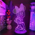 Mickey Mouse and Donald Duck Cartoon 3D Minnie Mouse Visual Night Lights LED Lamp Bedroom Anime Nightlights Color Changing Toys. 