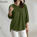 ZANZEA Women Office Ladies Work Solid Smoke Tops Elegant Commute Knitted Blouse #11.