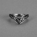 New Stainless Steel Triangle Crown Ring with Irregular Pattern Hollow Layered Ring for Men's Single Ring.