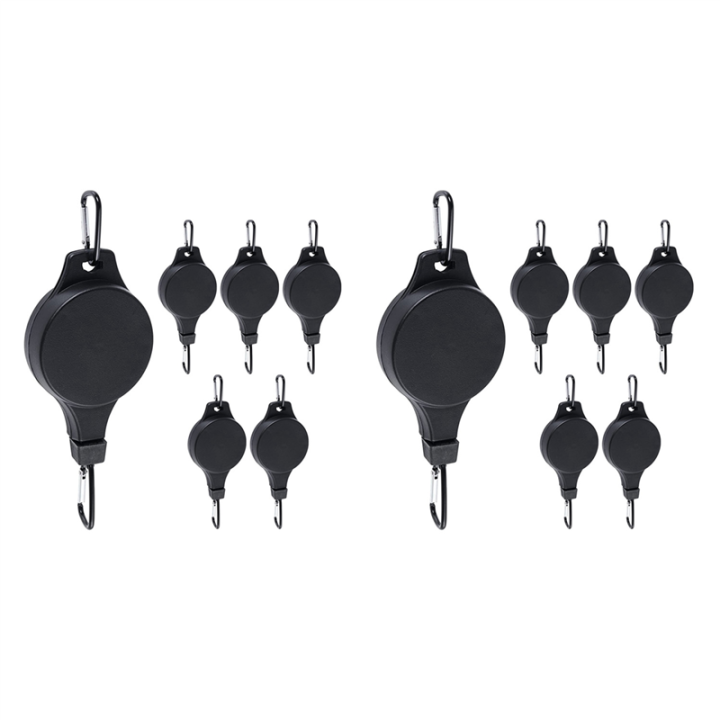12 Pack Plant Pulley Retractable Hanger Plant Pulley Adjustable Height Wheel for Hanging Plants Indoor Black