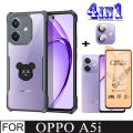 4In1 OPPO A5i Shockproof Phone Case for OPPO A5X A5 Pro Soft Ceramic Screen Protector Film+Camera Lens Glass Screen Protector+ Mobile phone holder. 