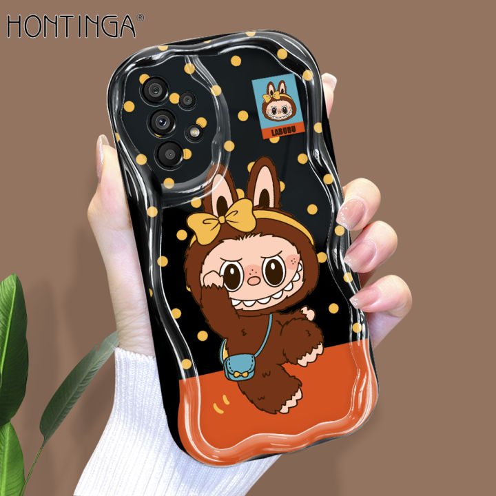 Hontinga for Samsung A73 5G Back Cover Cute Labubu Phone Case Cream Texture Wavy Edge Soft Mobile Cover